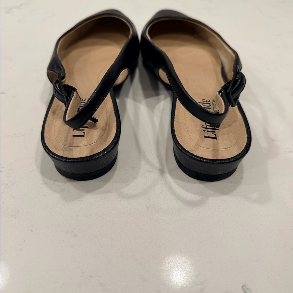 Life Stride Black Pointed Toe Slingback Flats - Picture 5 of 6